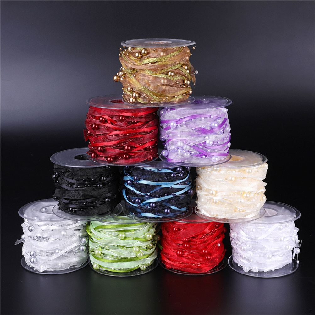 Home Textiles Premium - 1 Roll Premium Polyester Beaded Ribbon