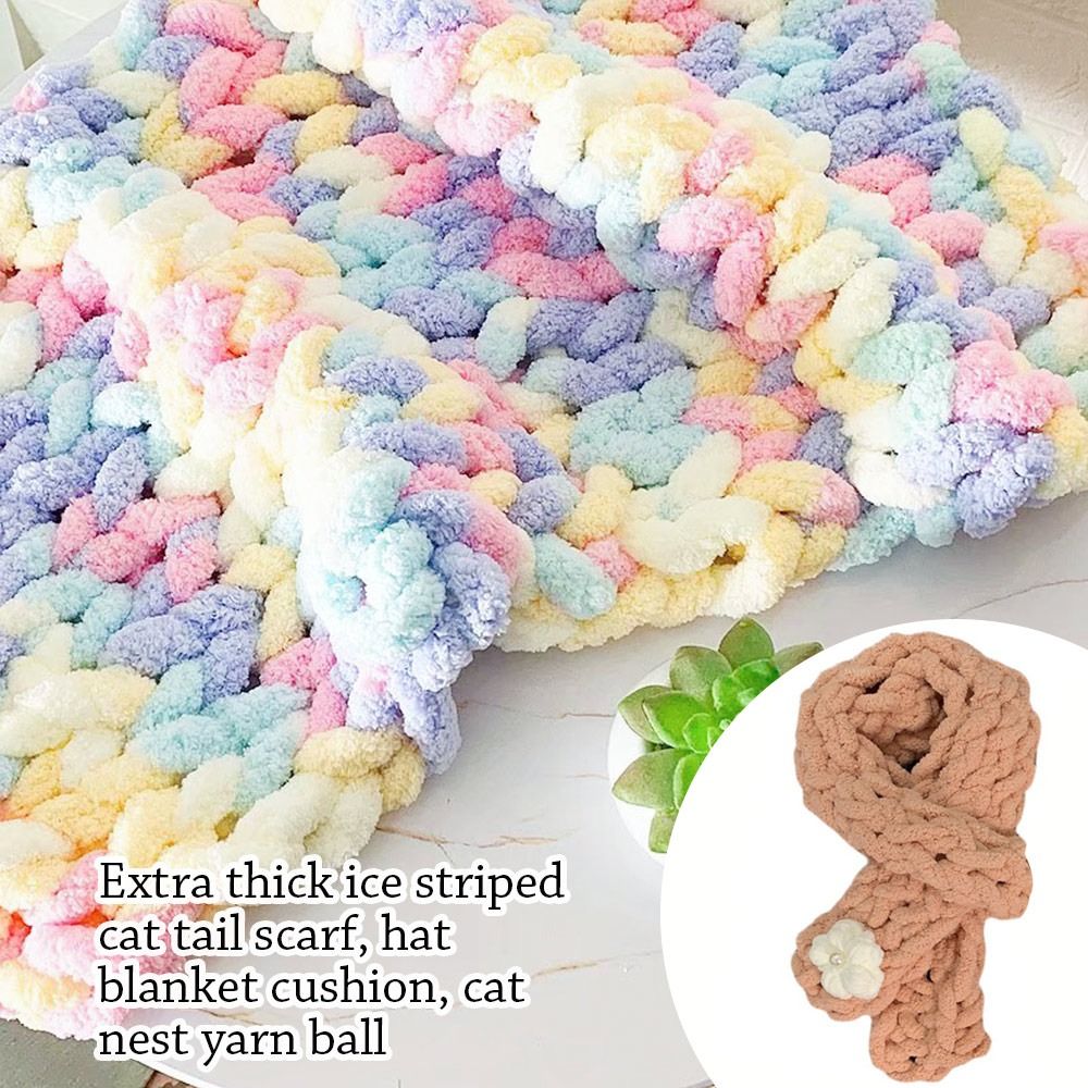 Throw Blanket Chunky Knit - 250g/Ball Multicolor Chenille Yarns for Knitting