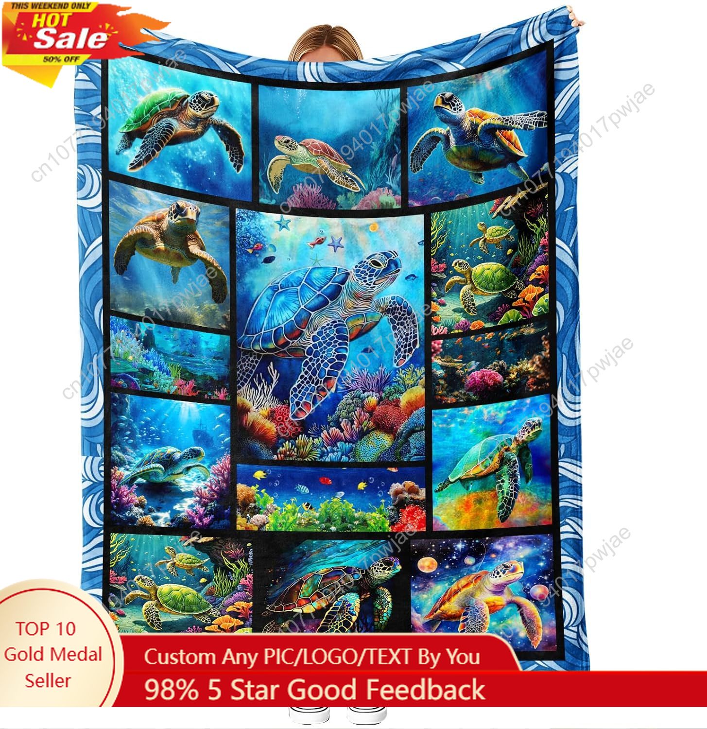Sea Turtle Flannel Throw Blank - đánh giá và giá Home Textiles Throw