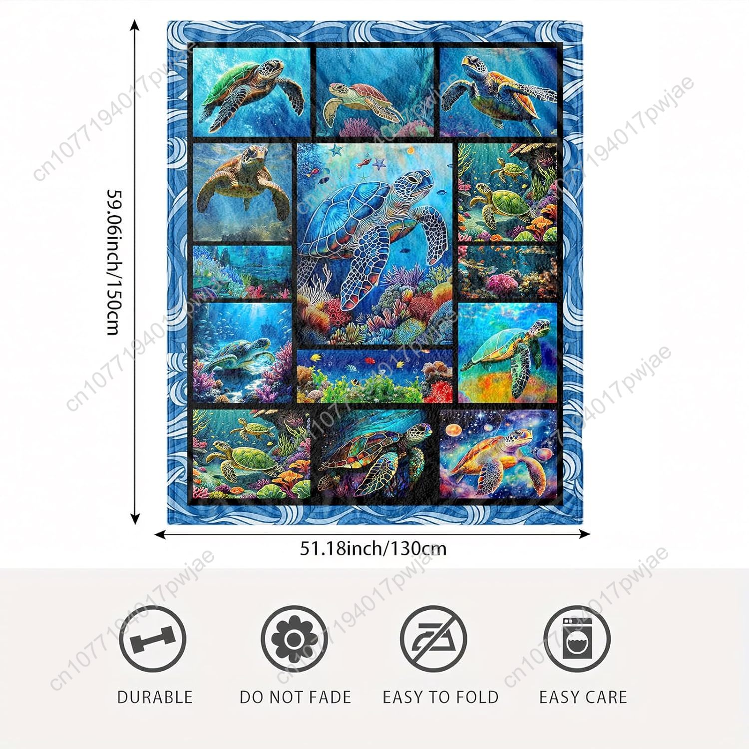 Sea Turtle Flannel Throw Blank - đánh giá và giá Home Textiles Throw