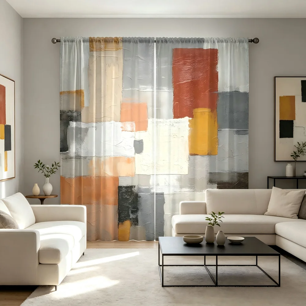 2PCS Digital Print Sheer Curta - đánh giá và giá Curtain Sheer Voile