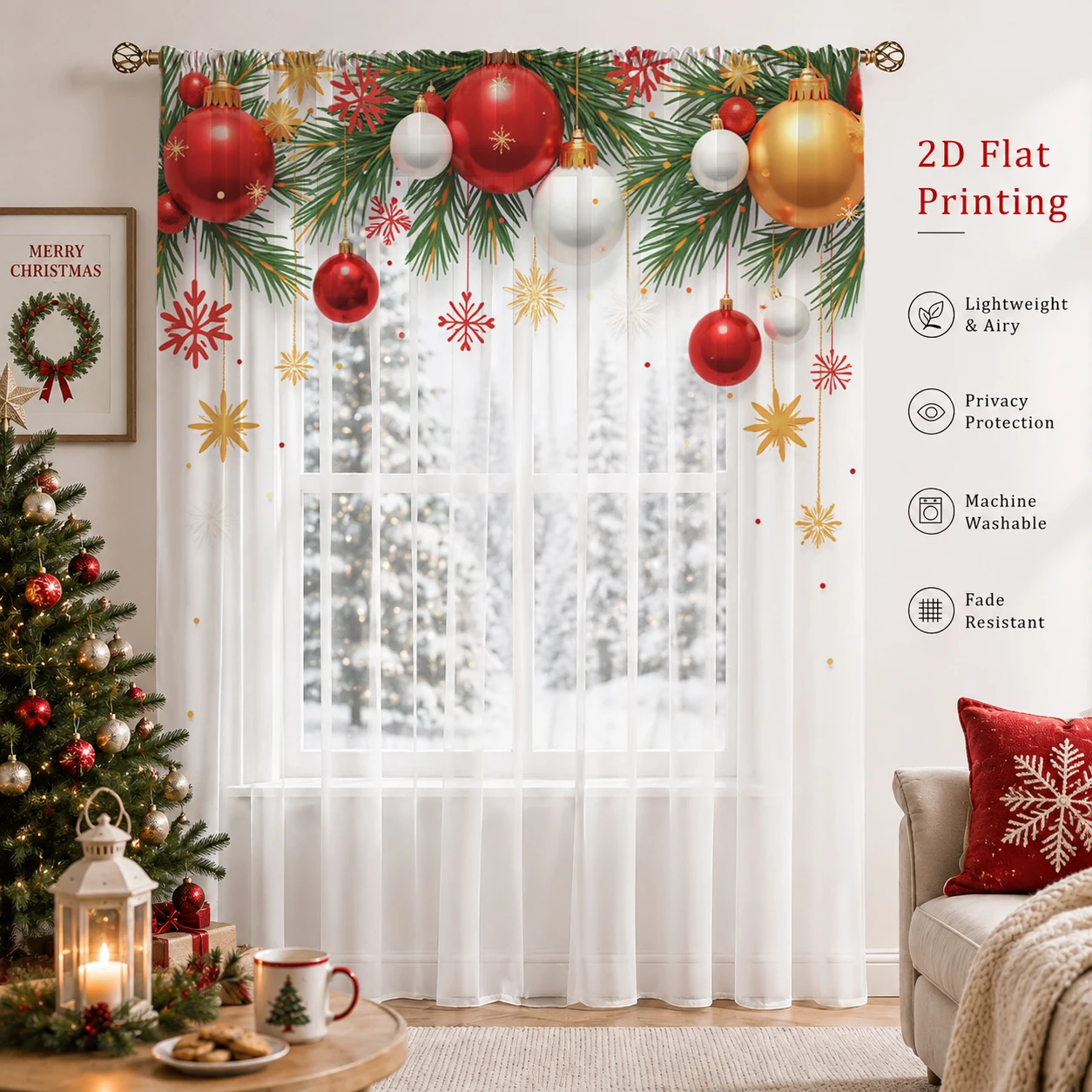 Christmas Day Gradient Sheer C - đánh giá và giá Curtain Sheer Voile