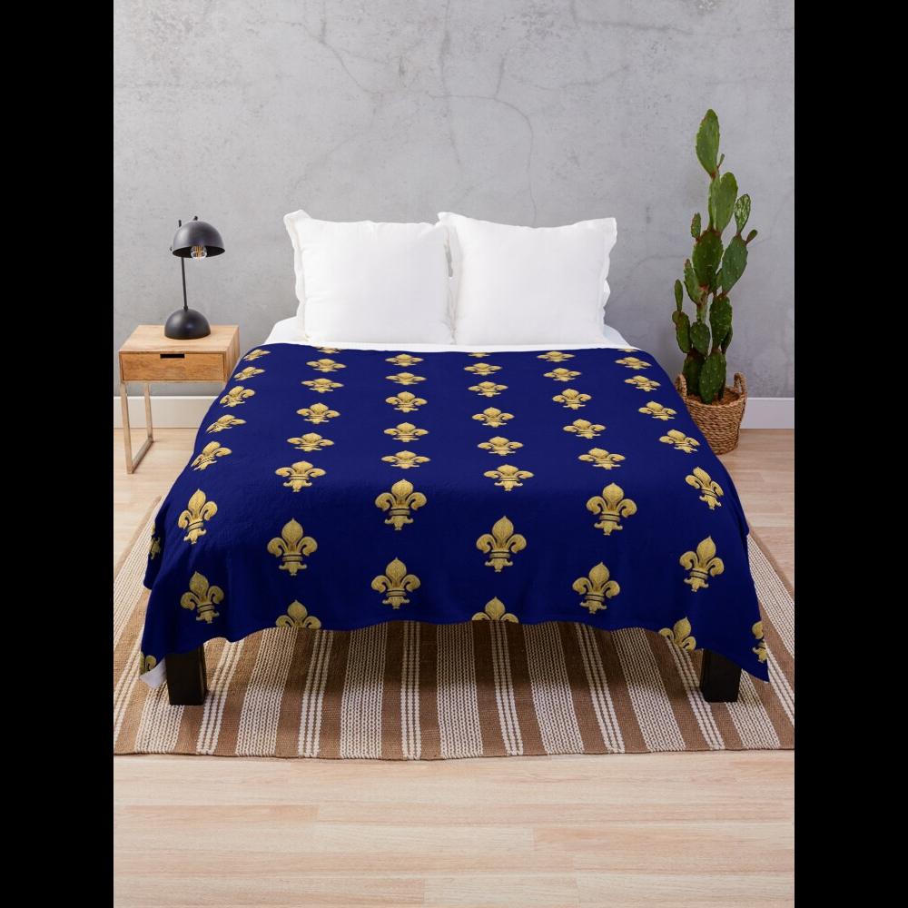Royal Fleur de Lys Blue Throw  - đánh giá và giá Home Textiles Throw