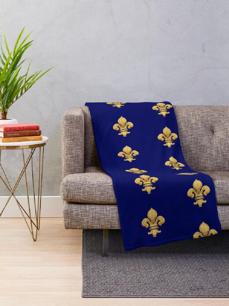Royal Fleur de Lys Blue Throw  - đánh giá và giá Home Textiles Throw