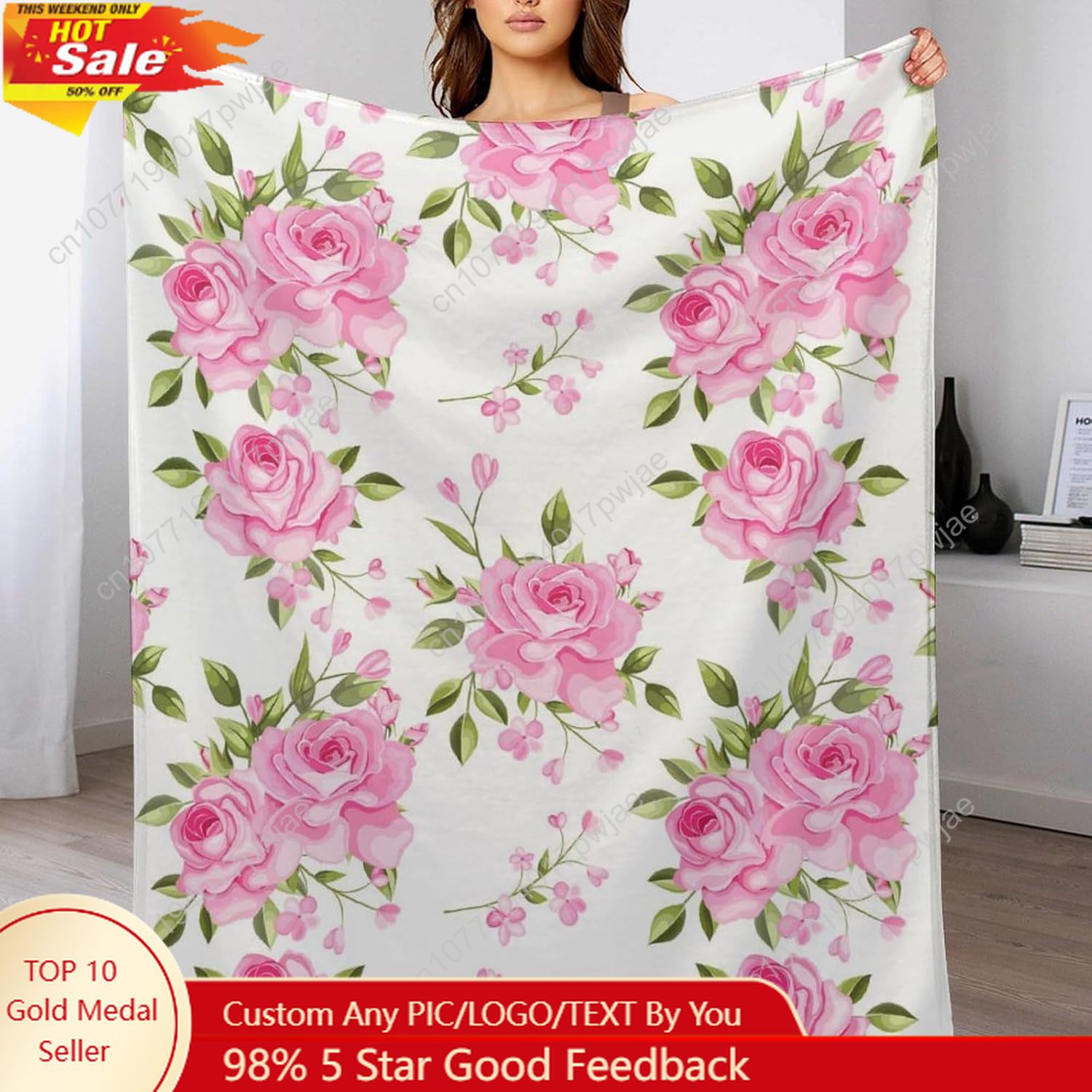 Pink Flower Throw Blanket Flor - đánh giá và giá Home Textiles Throw