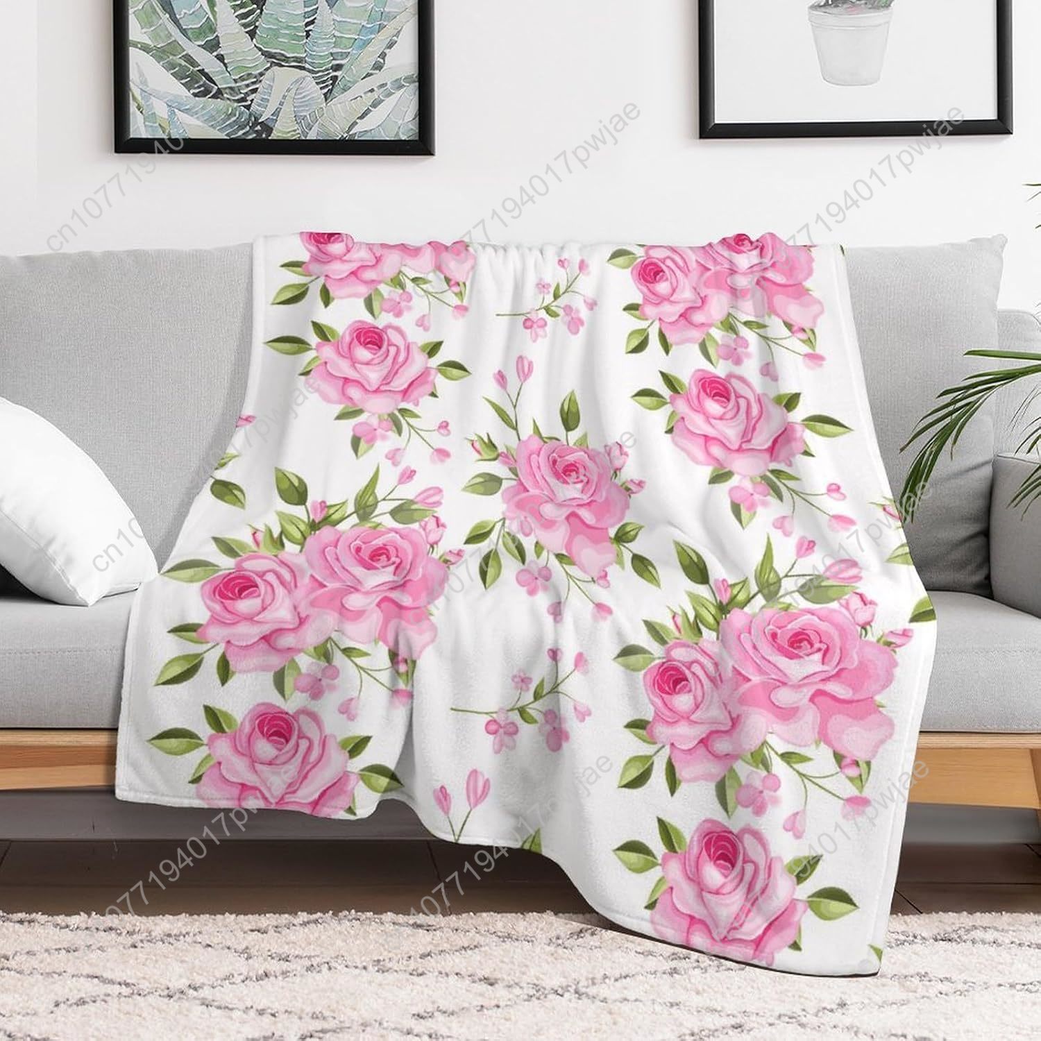 Pink Flower Throw Blanket Flor - đánh giá và giá Home Textiles Throw