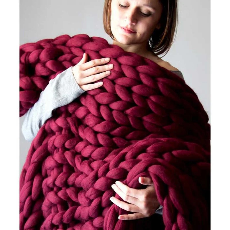 Fashion Chunky Wool Blanket Th - đánh giá và giá Throw Blanket Chunky Knit
