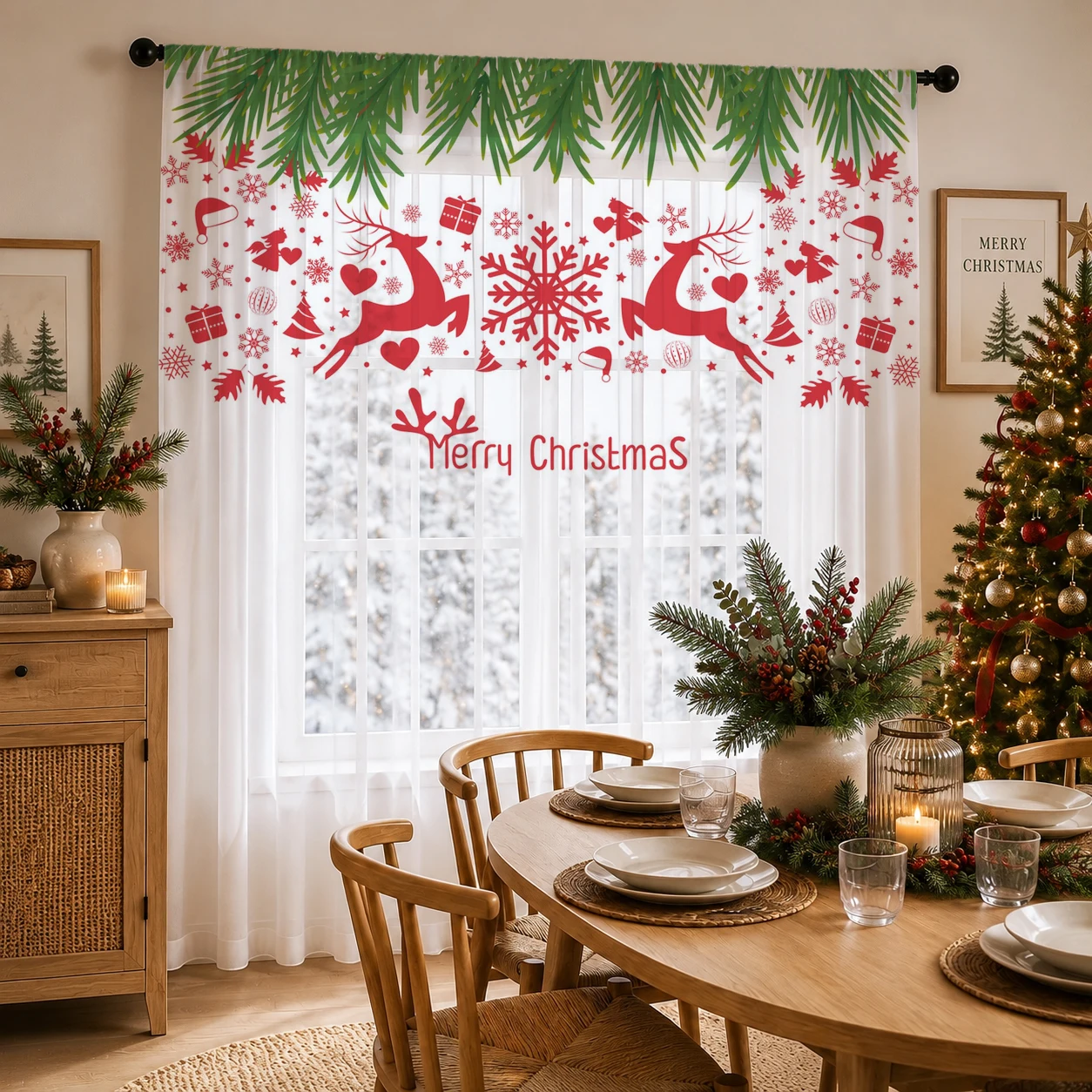 Christmas Gradient Sheer Curta - đánh giá và giá Curtain Sheer Voile