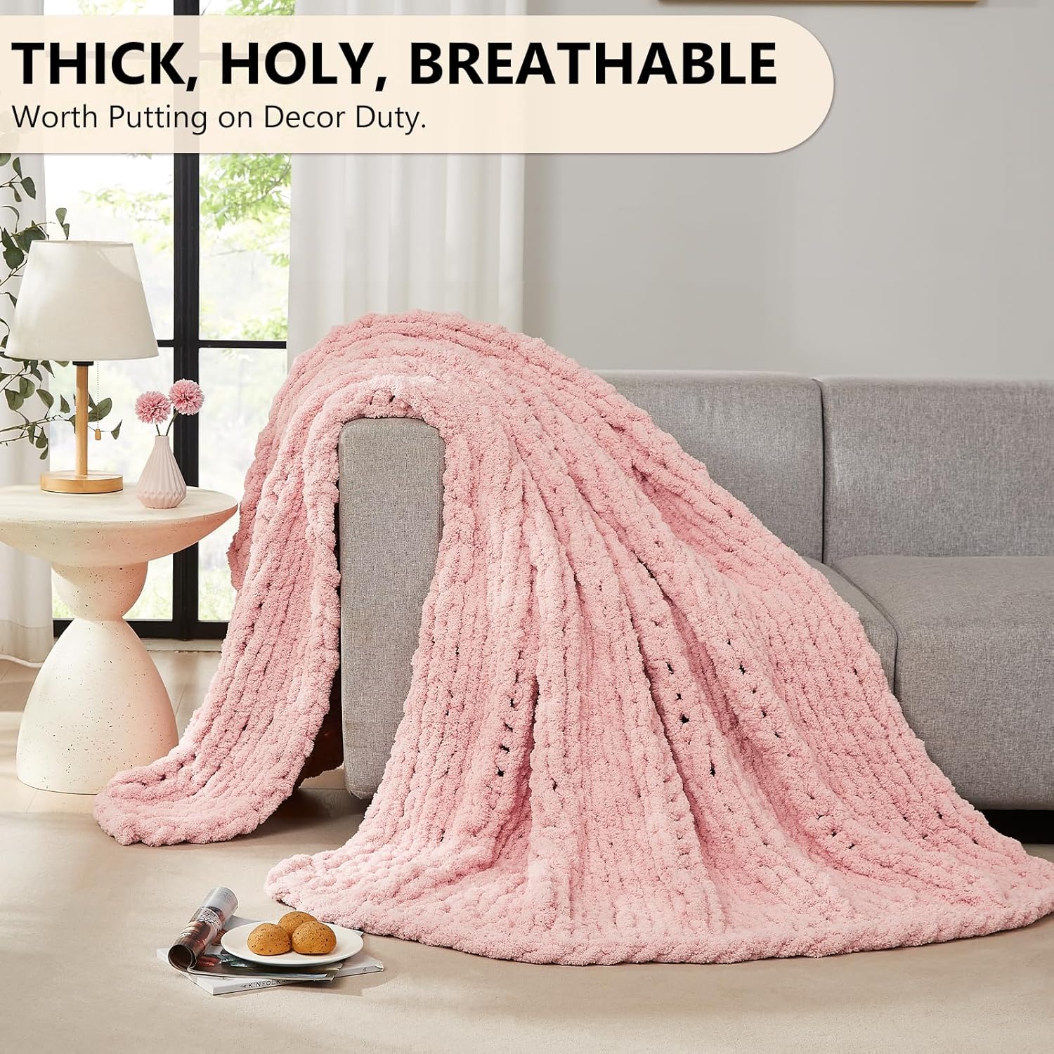Chunky Knit Blanket Throw Chen - đánh giá và giá Throw Blanket Chunky Knit