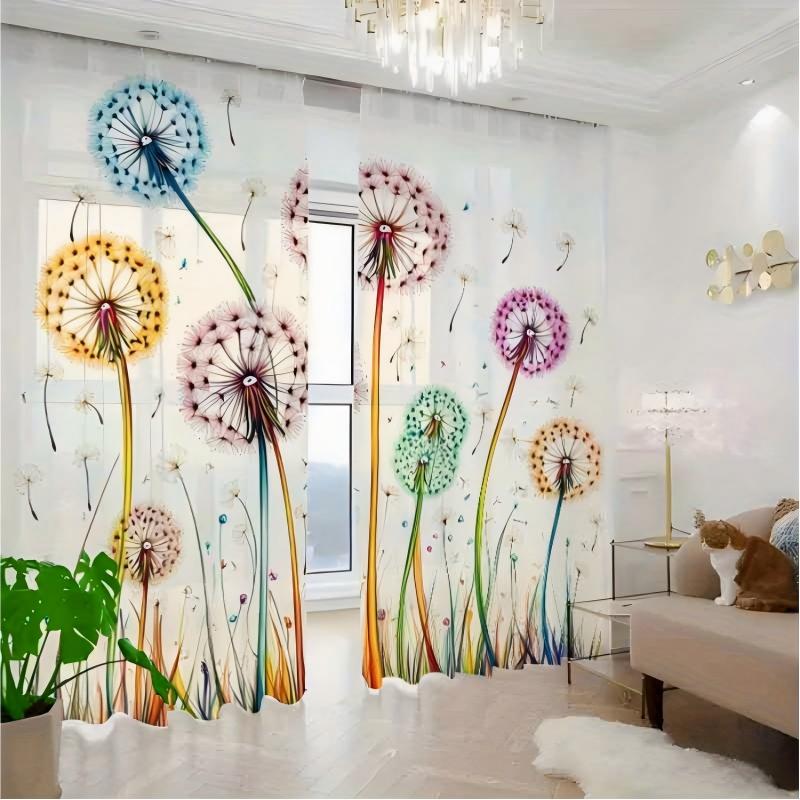 2PCS Digital Print Sheer Curta - đánh giá và giá Curtain Sheer Voile