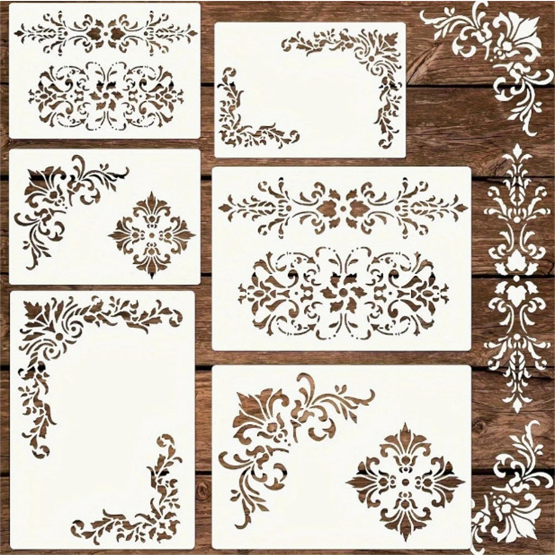 6Pcs Floral Corner Stencils fo - đánh giá và giá Vintage Home Textiles