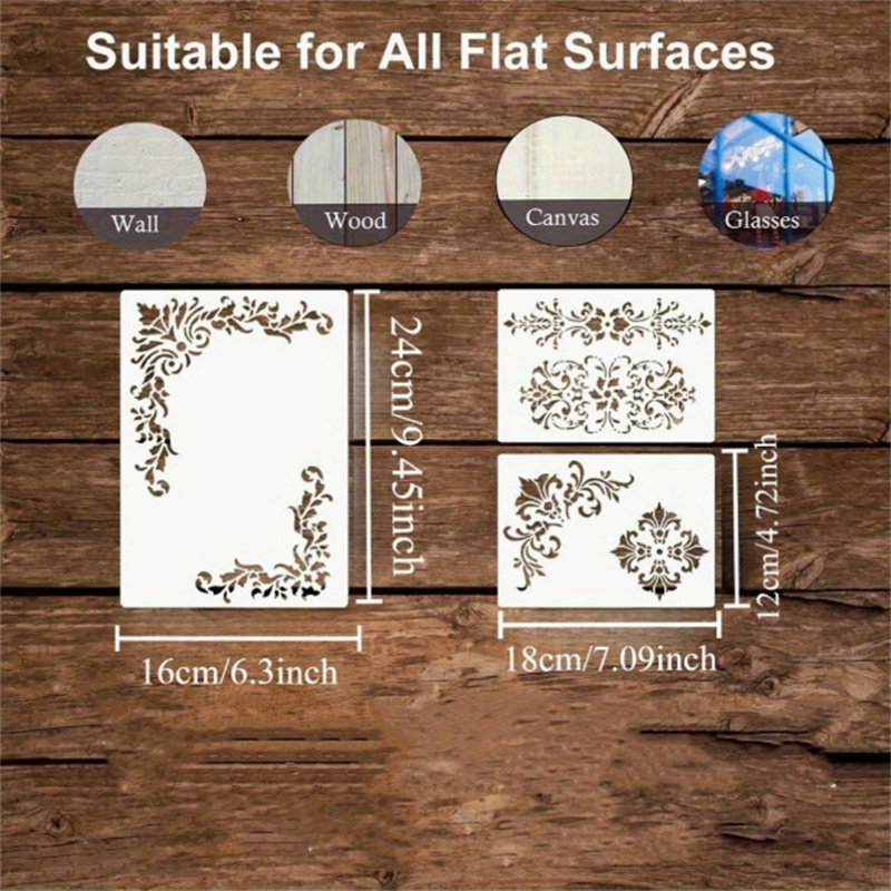 6Pcs Floral Corner Stencils fo - đánh giá và giá Vintage Home Textiles