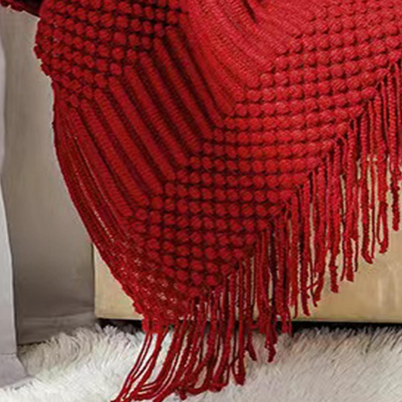 Red Boho Chunky Knitted Throw  - đánh giá và giá Throw Blanket Chunky Knit