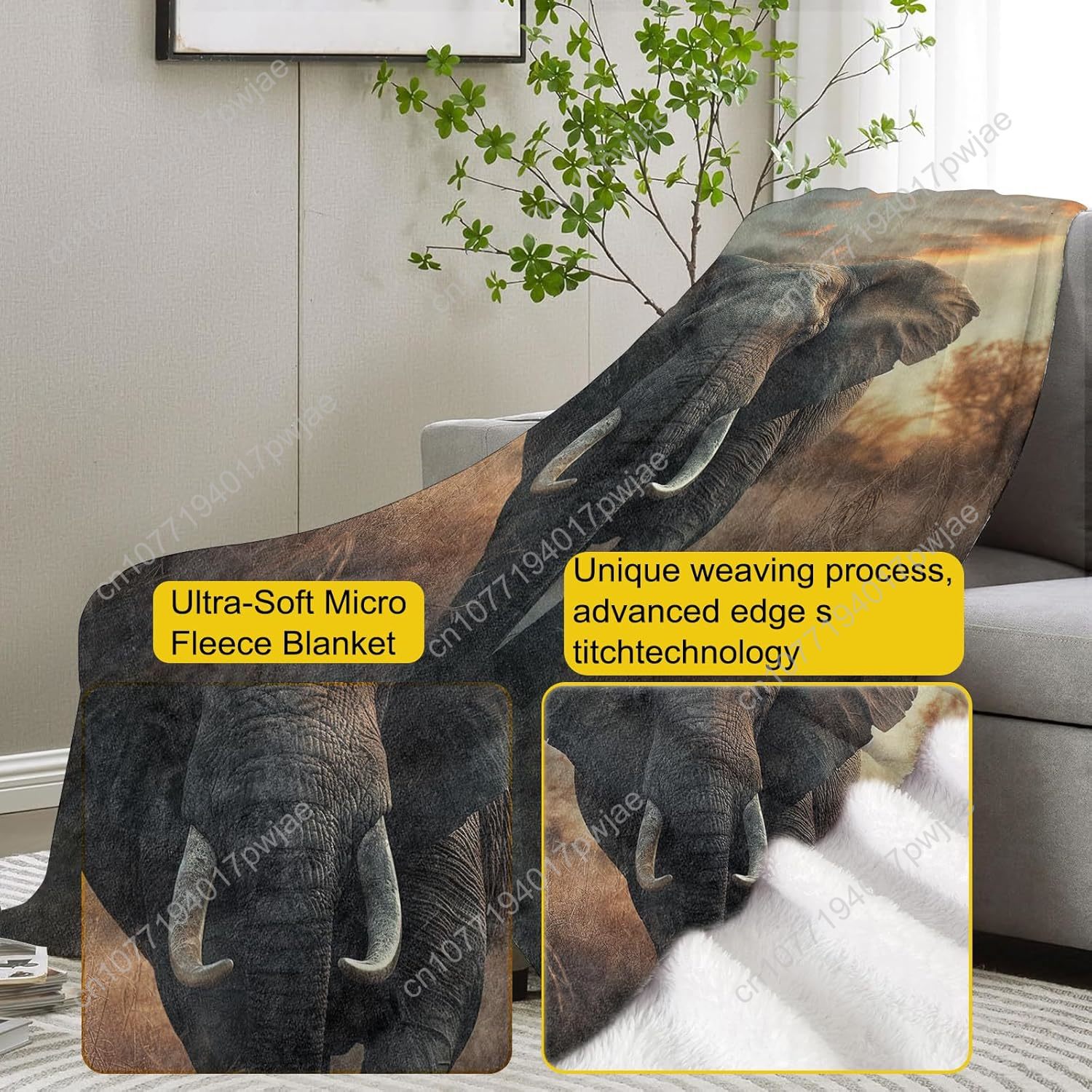 Elephant Fleece Blanket, Reali - đánh giá và giá Home Textiles Throw