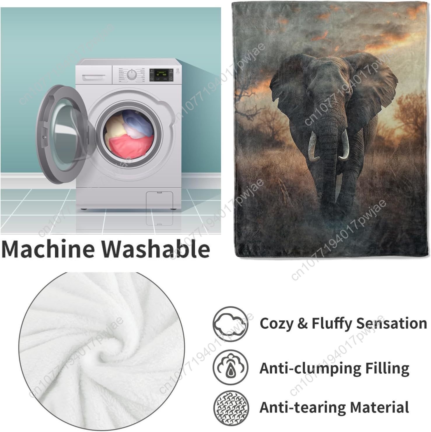 Elephant Fleece Blanket, Reali - đánh giá và giá Home Textiles Throw