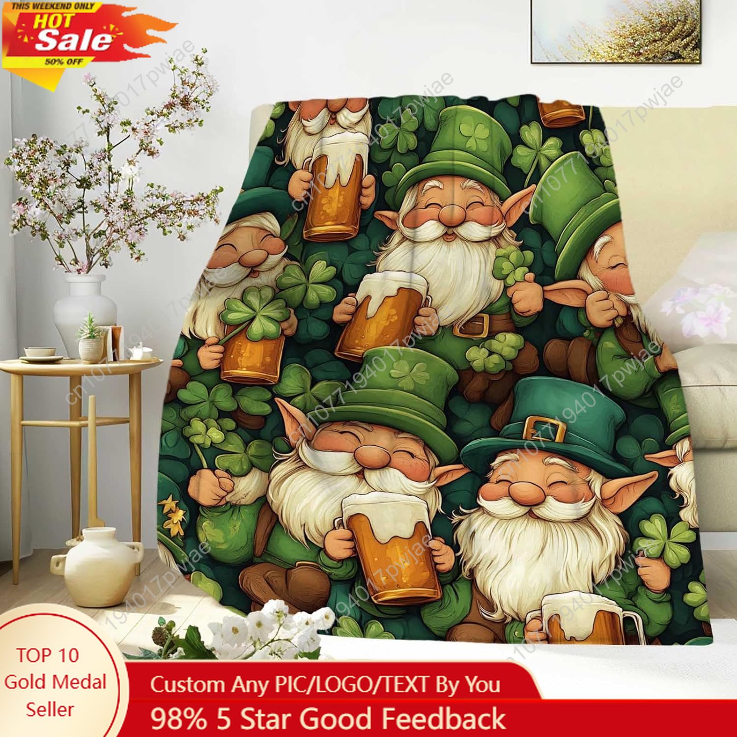 St. Patrick’s Day Gnome Throw  - đánh giá và giá Home Textiles Throw