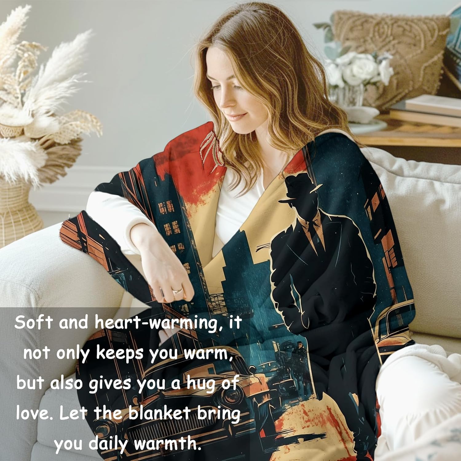 Noir Detective Blanket Gifts f - đánh giá và giá Home Textiles Throw