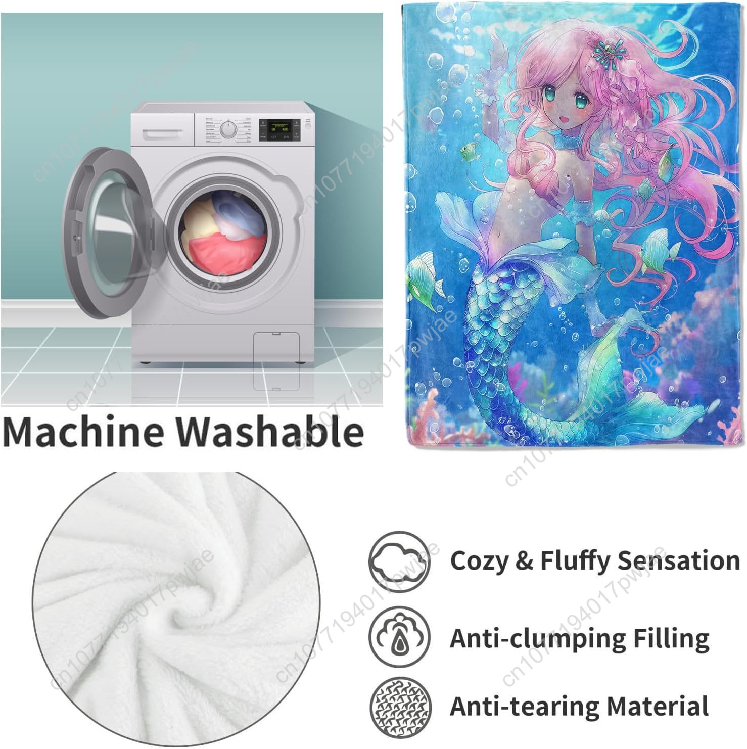 Cute Mermaid Blanket Cartoon F - đánh giá và giá Home Textiles Throw