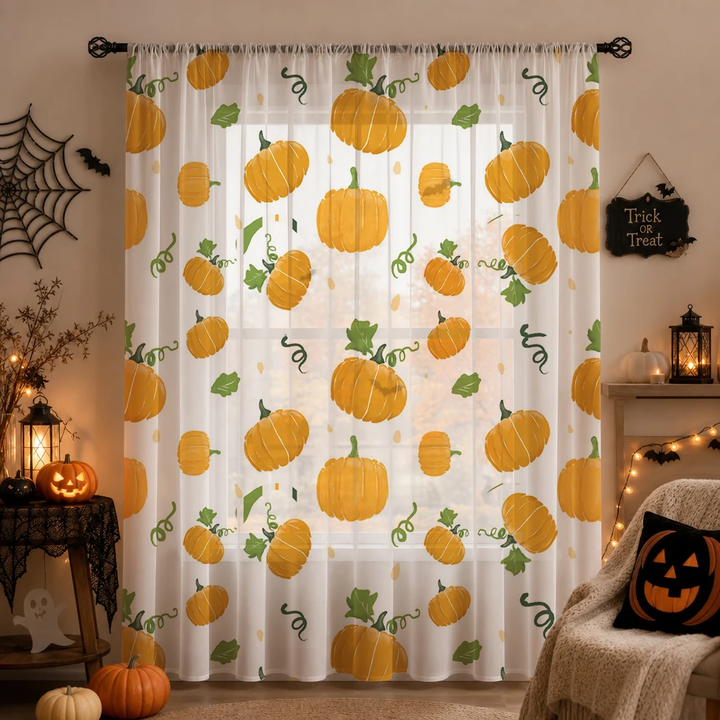 Halloween Sheer Curtain Rod Po - đánh giá và giá Curtain Sheer Voile