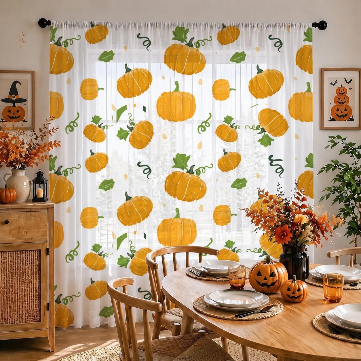 Halloween Sheer Curtain Rod Po - đánh giá và giá Curtain Sheer Voile